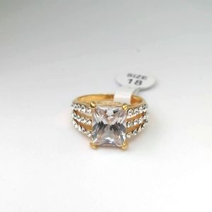 14k Real Gold Plated Ring 9 US Gem Crystal Wedding